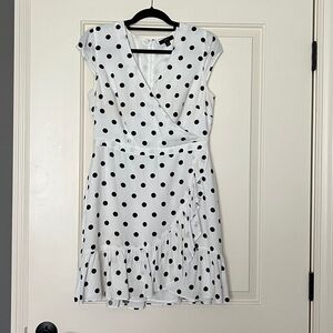 J Crew white and navy wrap dress size 8